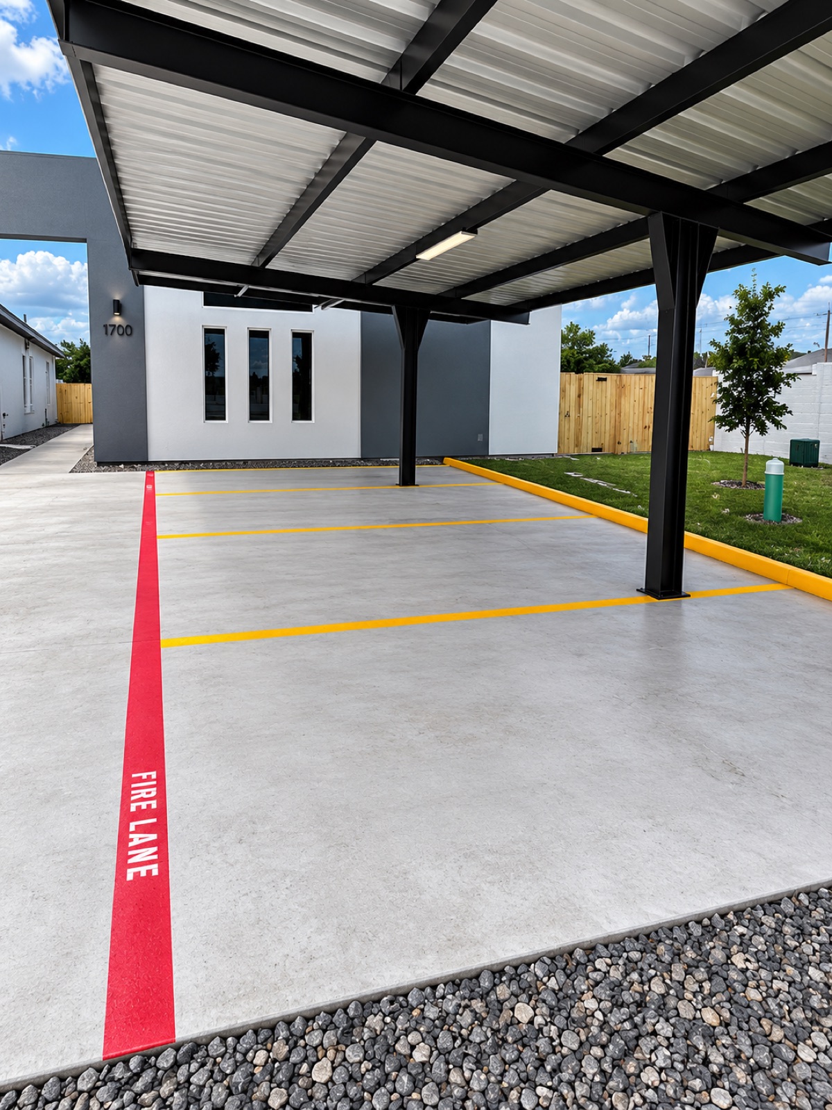 Commercial painting — finished commercial property exterior and parking area